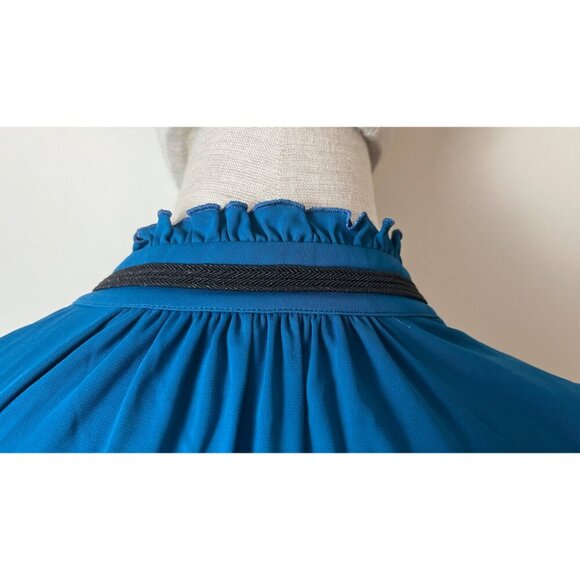 ROBERTO CAVALLI  MANDARIN RUFFLE COLLAR BLOUSE SMALL - Picture 6 of 10